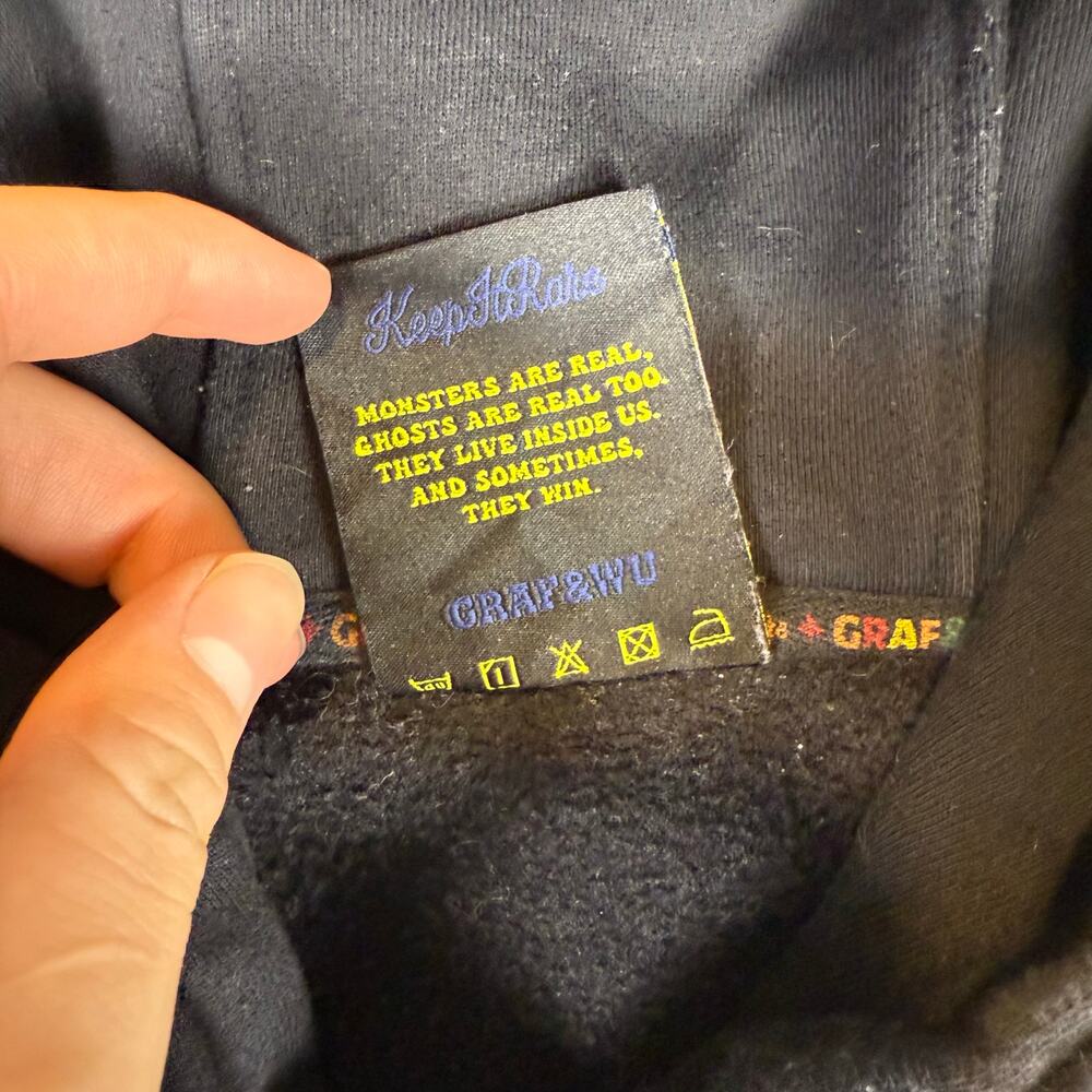 Graf&Wu black bomb ghost embroidered streetwear casual hoodie mens XL - Picture 3 of 9